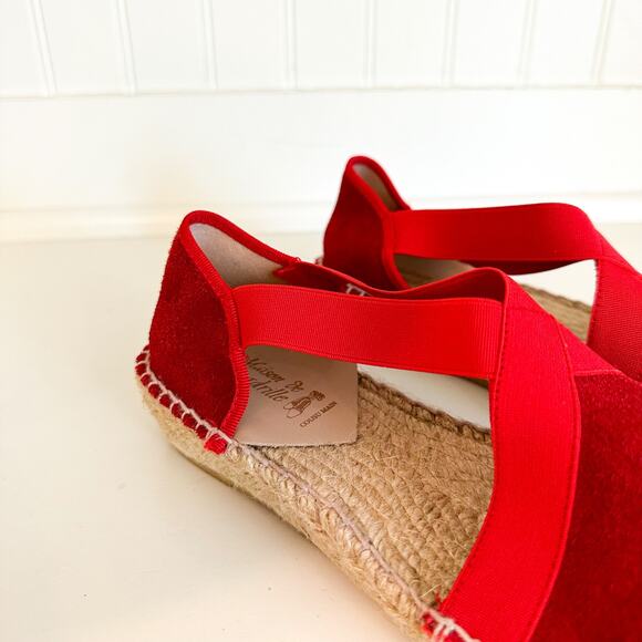 La Maison de L' Espadrille Suede Slip On Espadrille Sandal Red 36 - Picture 4 of 7